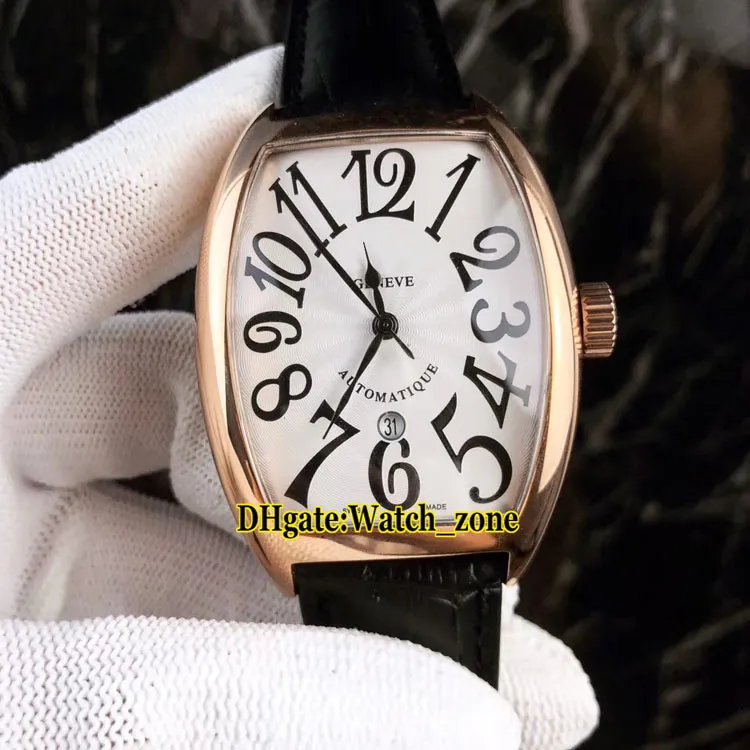 Cintree Curvex 7880 Date cadran blanc automatique boîtier en or rose montre pour homme 6 couleurs bracelet en cuir de haute qualité montres pour hommes 2675