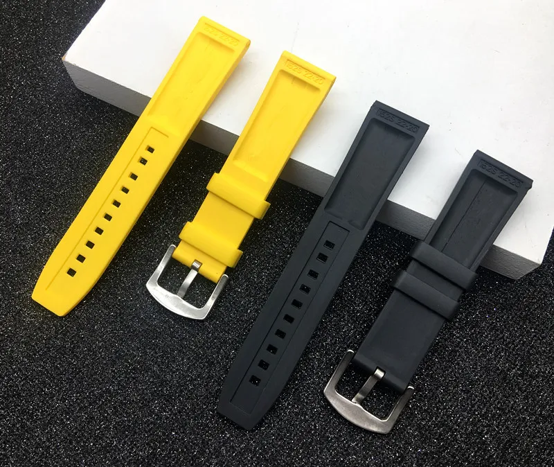 Watch Bands Nature Rubber Strap 22mm 24mm Black Blue Red Yelllow Watchband Bracelet For Band Logo On12162