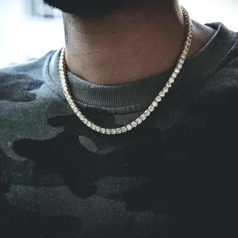 Klassieke hiphop heren ketting sieraden kettingen rond gesneden tennisketting lange ketting heren sieraden roségouden kettingen256q