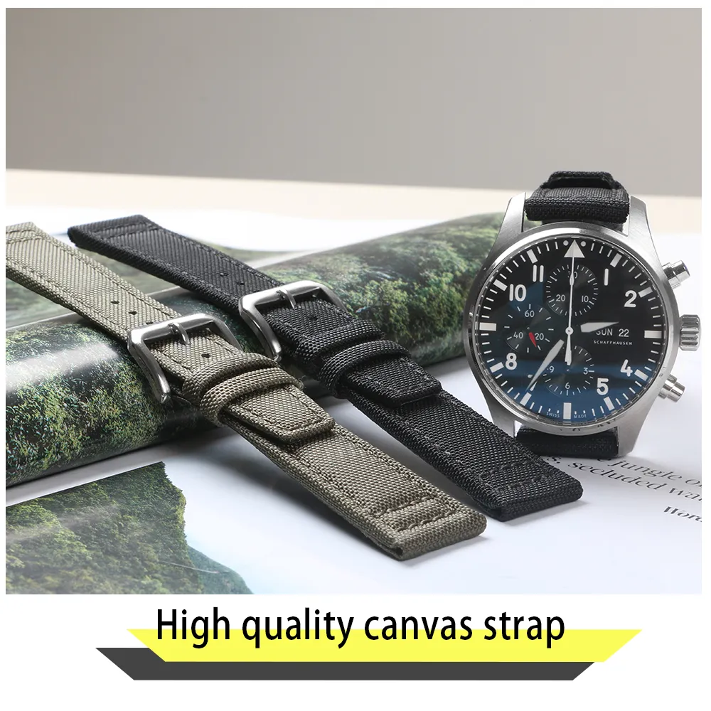 جلد نايلون رياضي 22 ملم لـ IWC Big Pilot Watch Man Hateproof Watch Band Bracelet Black Blue Brown Man With227b too227b