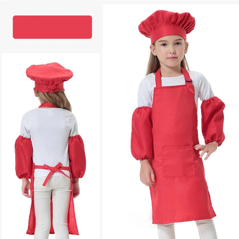 Schattig 3 stkswerk schort kinderen keuken tailles 12 kleuren kinderen schorten met slevechef hoeden voor het schilderen van koken bakken afdrukbaar logo dhl
