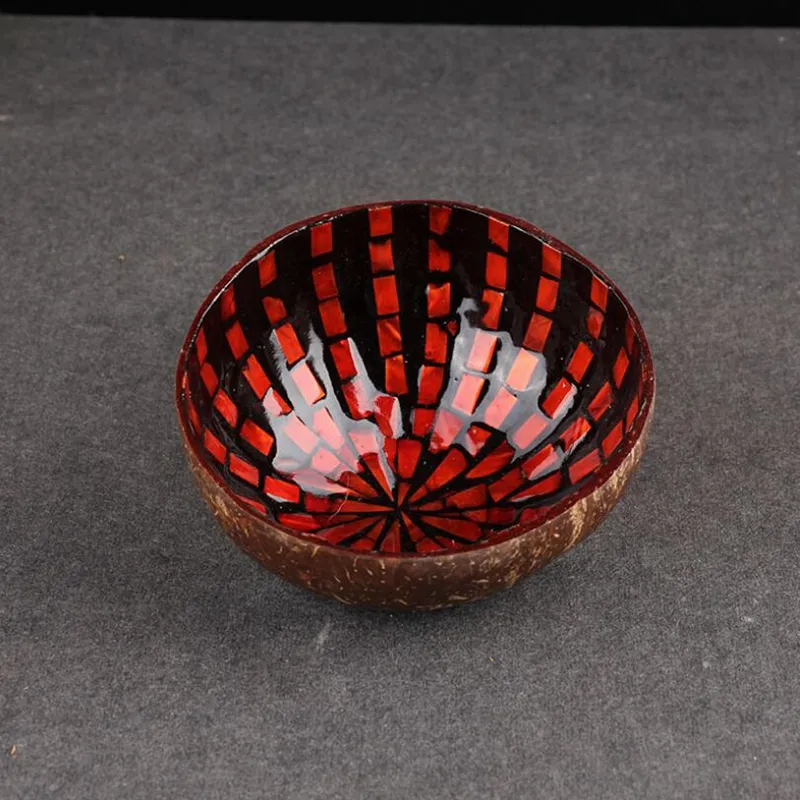 Whole Vietnamese natural coconut shell bowl Decorative Wooden Storage Bowl hand-painted colorful ornament candy bowl ship257o