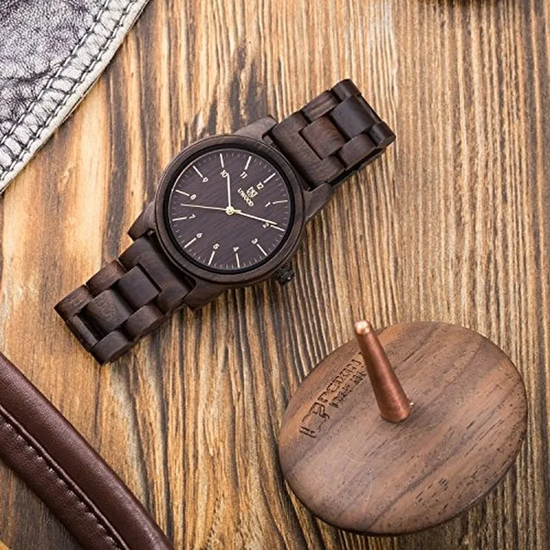2018 Luxury Top Uwood Men's Wood Watches Men and Women Quartz Clock Fashion Casual Wood Strap Witch Watch Man Relogio215a