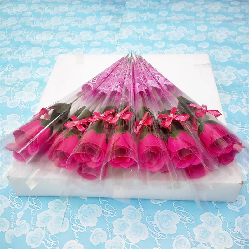 Simulação inteira de rosas únicas, flor de sabão criativa, flor prática, presente de dia dos namorados, rosa, sabonete230y
