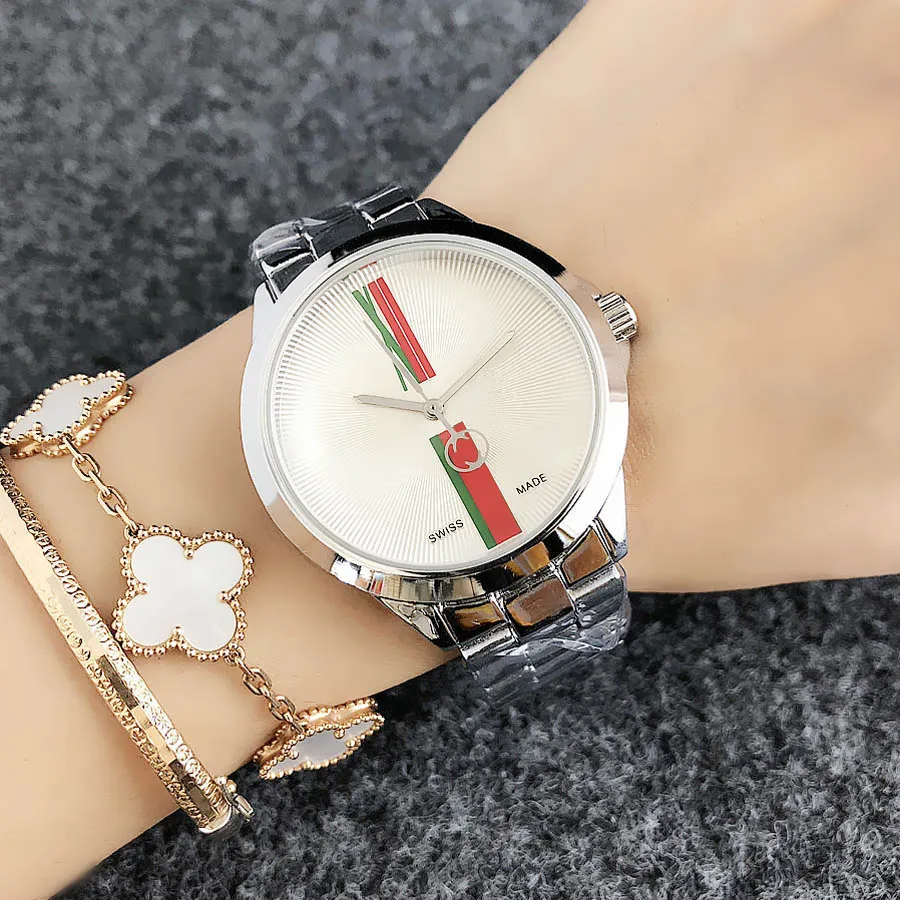 Marca relógios femininos femininos estilo menina pulseira de metal aço quartzo relógios de pulso 45