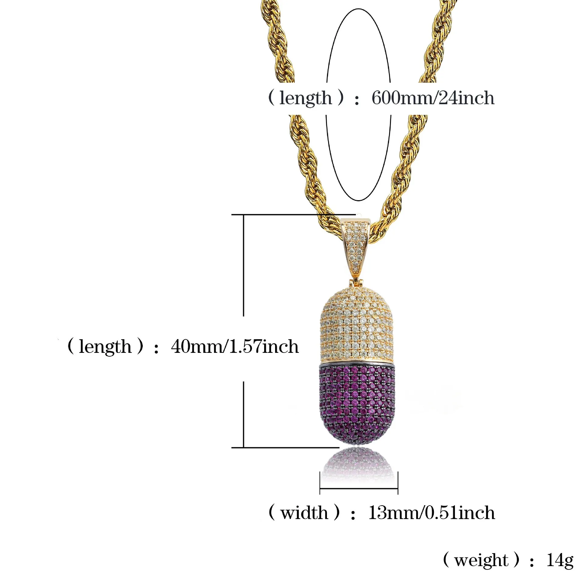 Hip Hop Pill -halsband kan öppna kapslar Pendant Cubic Zircon Copper Halsband Iced Out Löstagbar unisex256w