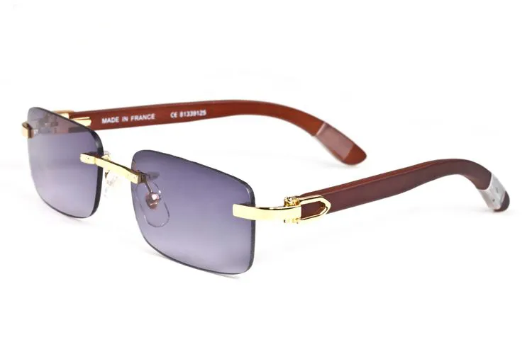 Novos óculos de sol de chifre de búfalo moda esporte óculos de sol para homens mulheres retângulo sem aro óculos de madeira de bambu com caixas ca231a