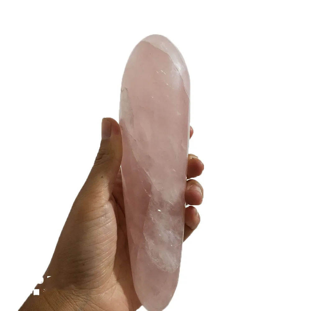 7-8 inch Laufout Handmade Natural Rose Quartz Scraping Massage Beauty Stick Handhold Guasha Tool for Muscle Deep Tissue Trigge237M