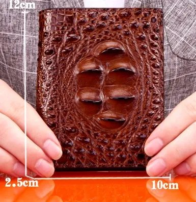 Cost s on Men leather wallets 12 5 12 2 5cm short wallets Crocodile grain real leather with zipper to close excellent qu2095