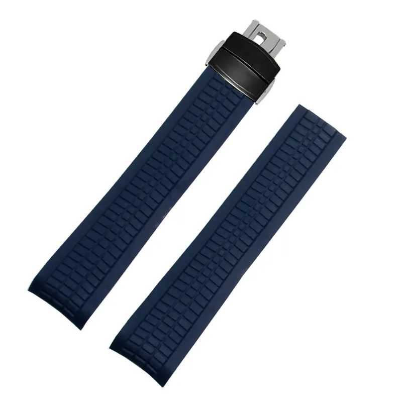 21 mm wasserdichtes Gummi -Silikon -Uhr -Bandband Falten Schnalle Blaubraun schwarzer Mann Uhrenbandgurt für PP Uhr mit Werkzeugen332d