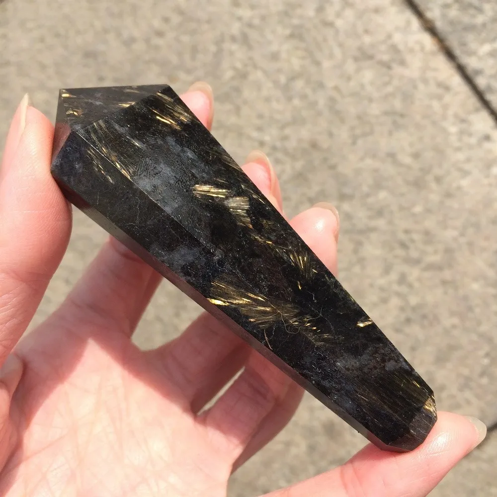 ding sheng Natural Yellow Astrophyllite Quartz Smoking Pipe Crystal Firework Stone Obelisk Wand Point Cigars Pipes With Metal Filter