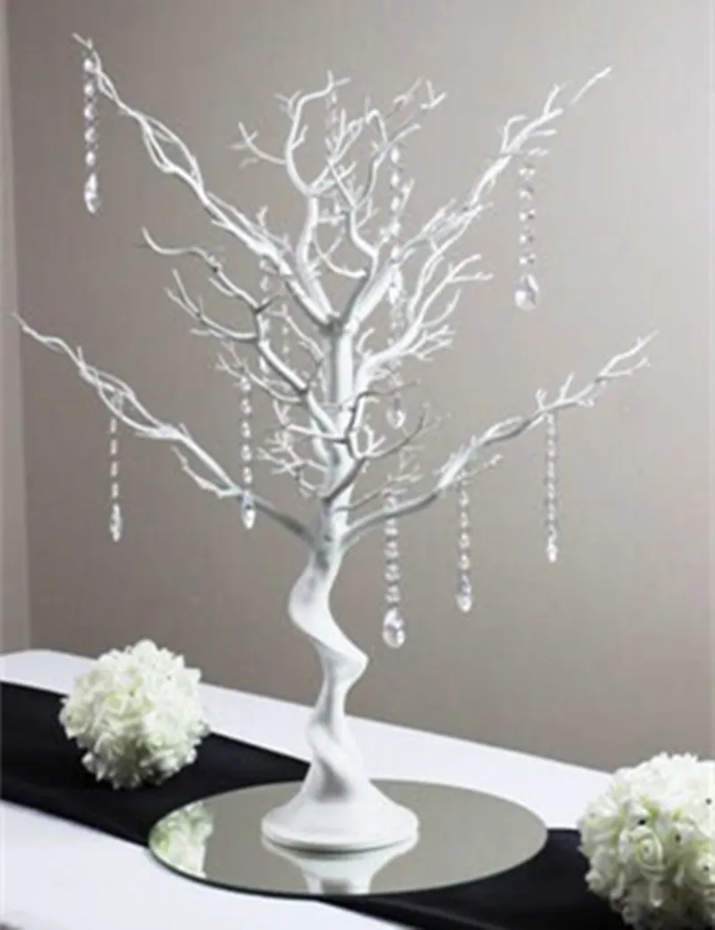 30 Manzanita-Kunstbäume, weißes Herzstück, Party-Straßenführung, Tischdekoration, Hochzeitsdekoration, 20 Kristallketten2007