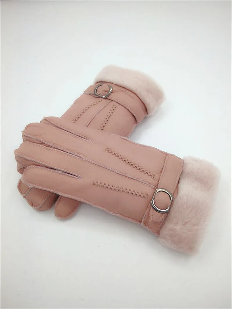 - Högkvalitativa kvinnor ullhandskar vinter mode varma handskar äkta läder kvinnor modhandskar313p