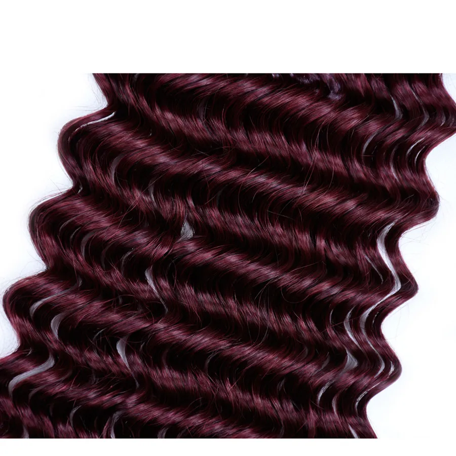ELIBESS HAIR - 99J# Color Deep Wave Hair 100sI-Tip Non Remy Human Hair Extension 1.0g/Strand