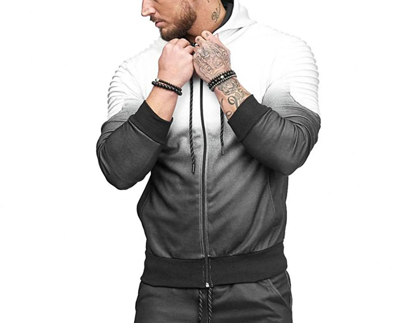 Hommes de sport pour hommes mode 3D Design Slim Fit Sportswear 5 couleurs Gradient Sweatshirts masculins à capuche avec des poches