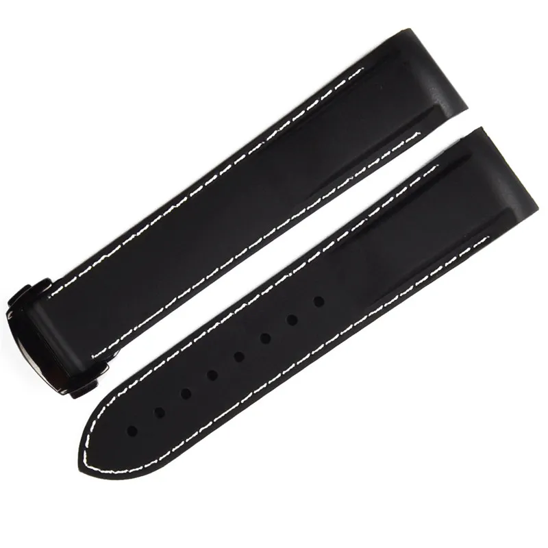 22mm Watch Strap Bands Men Blue Black Waterproof Silicone Rubber Watchbands Armband Clasp Buckle For Omega Planet-Ocean Tools343G
