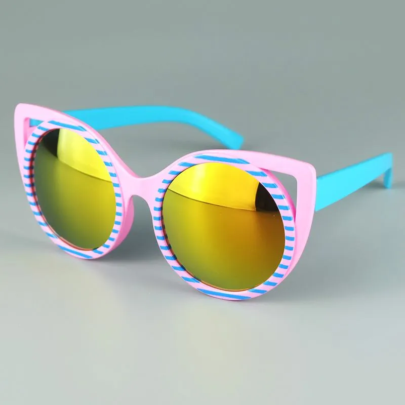 Mirror Kids Sunglasses Cat Eye Fashion Children Eyeglasses Frame Girl Cool Designer Sun Glasses Mix Colors277f