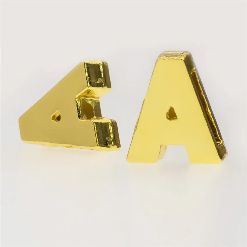 130 Uds. Letras del alfabeto inglés de 8mm A-Z letras deslizantes lisas doradas accesorio DIY apto para collar de mascota llavero de pulsera 347G