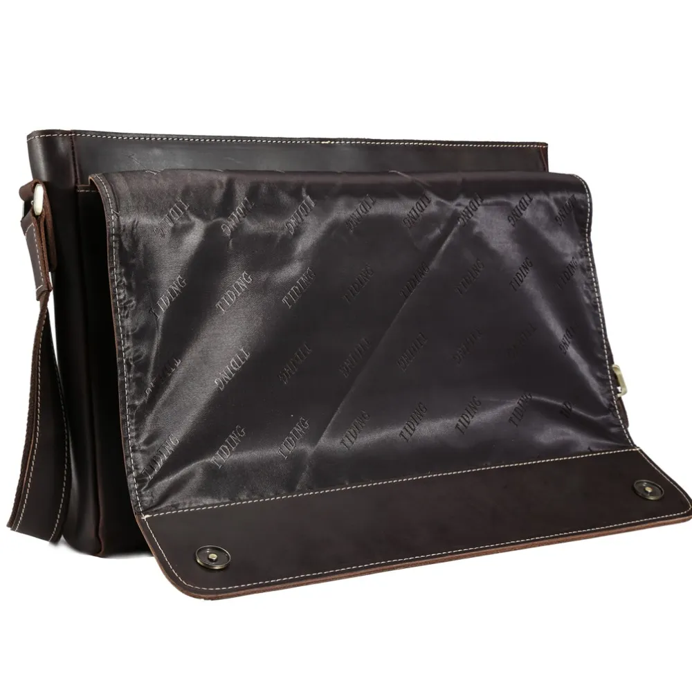 Handmade Genuine Leather 15 inch Laptop Messenger Bag Men Simple Vintage Style Cross body Shoulder Briefcase Large Satchel 1153320L