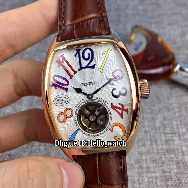 COLOR DREAMS 8880 Aeter Nitasi zwarte wijzerplaat Tourbillon automatisch herenhorloge rosé gouden kast lederen band hoge kwaliteit herenhorloges3259