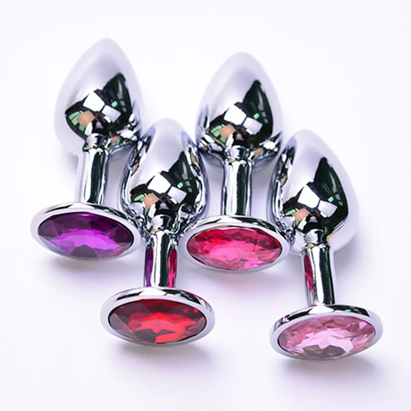 Stainless Steel Metal Anal Plug Booty Beads Stainless Steel+Crystal Jewelry Sex Toys Adult Products Butt Plug For Women Man