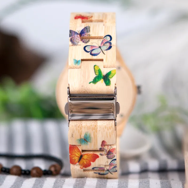 Relojes BOBO BIRD completos para mujer, relojes de madera de bambú, cuarzo, hora de mariposa, marca de diseñador, regalos para festivales con caja Drop 333A