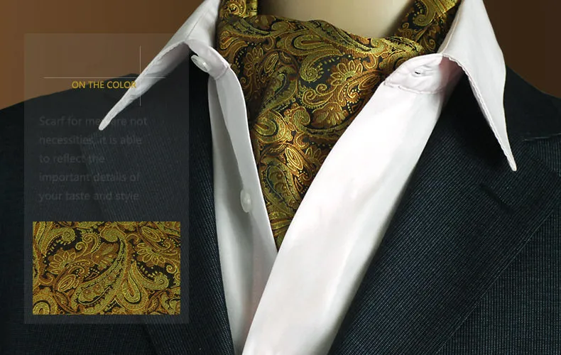 Męski satynowy satynowy bankiet ślubny Ascot Cravat krawat vintage kropka Paisley Print kwiatowy Jacquard Self Tie3331