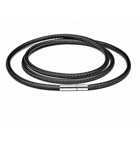 Sell Fashion Men's Stainless Steel Clasp Black Wax Leather Cord Choker Necklace DIY278t