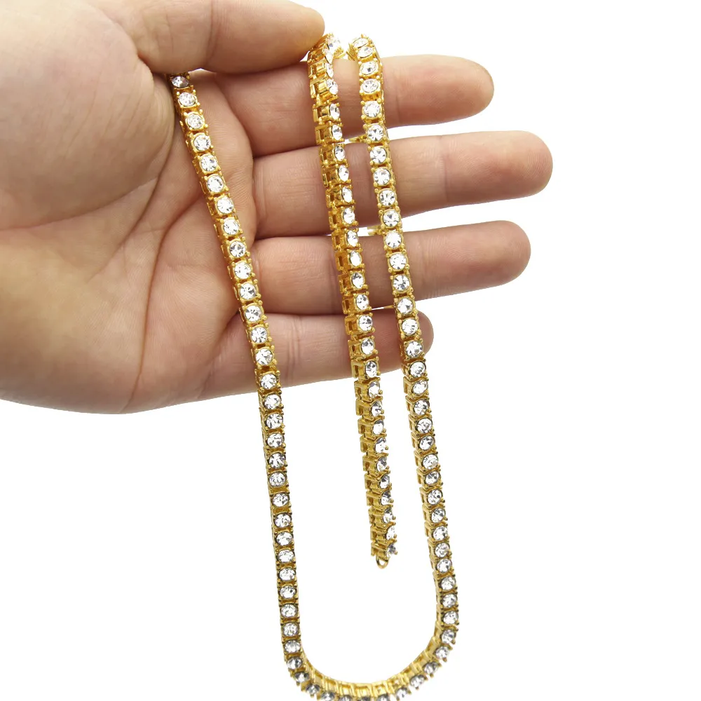 Mens diamante congelado tênis corrente de ouro colares moda hip hop jóias moissanite corrente colar 3mm 4mm 5mm2504