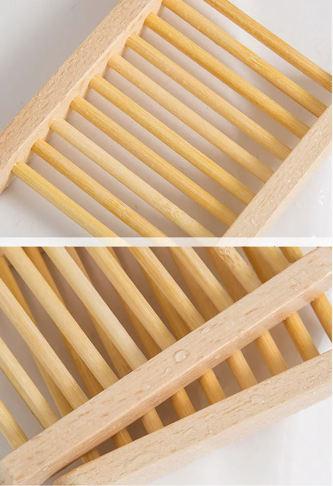 Natural Bamboo Wooden Soap Dishes Wooden Soap Tray Holder Storage Soap Rack Plate Box Container for Bath Shower Bathroom WX9-383