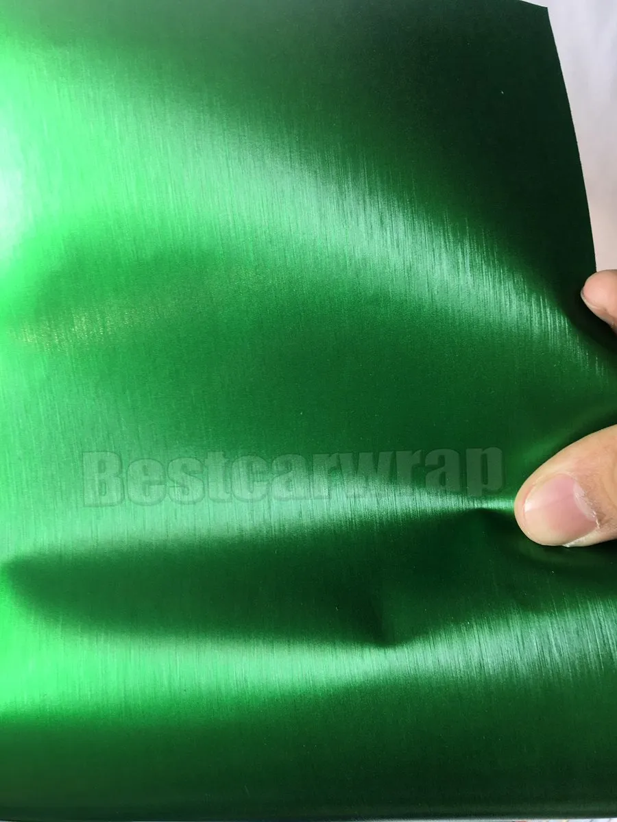 Green Brushed metallic Vinyl For Car Wrap Covering with Air bubble Free brush car wrapping styling foil coating :1.52*20M/Roll 5x66ft