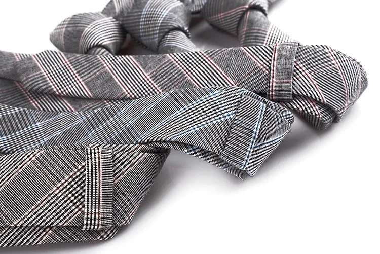 6cm gravata de negócios para homens xadrez de algodão gravata gravata cinza magro Gravatas para o terno dos homens gravatas 2 pçs / lote