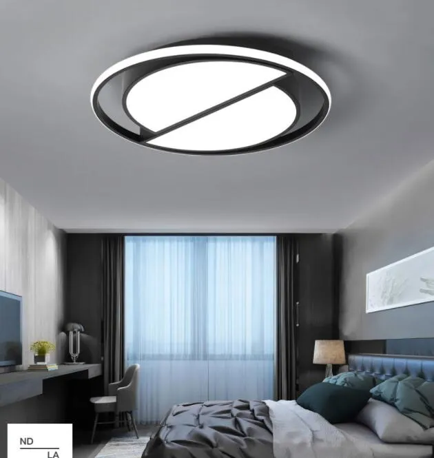 Ściągacza Lampa sufitowa LED Nowoczesne czarne oświetlenie sufitowe okrągłe salon kuchenne oprawy oświetleniowe Insi