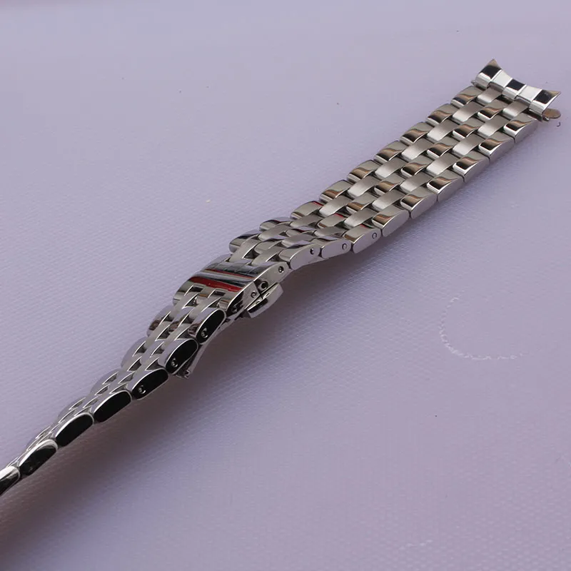 Yüksek kaliteli paslanmaz çelik saat bandı kavisli uç gümüş bilezik 16mm 18mm 20mm 20mm 22mm 24mm Marka Saatleri İçin Katı Bant Erkekler New271q