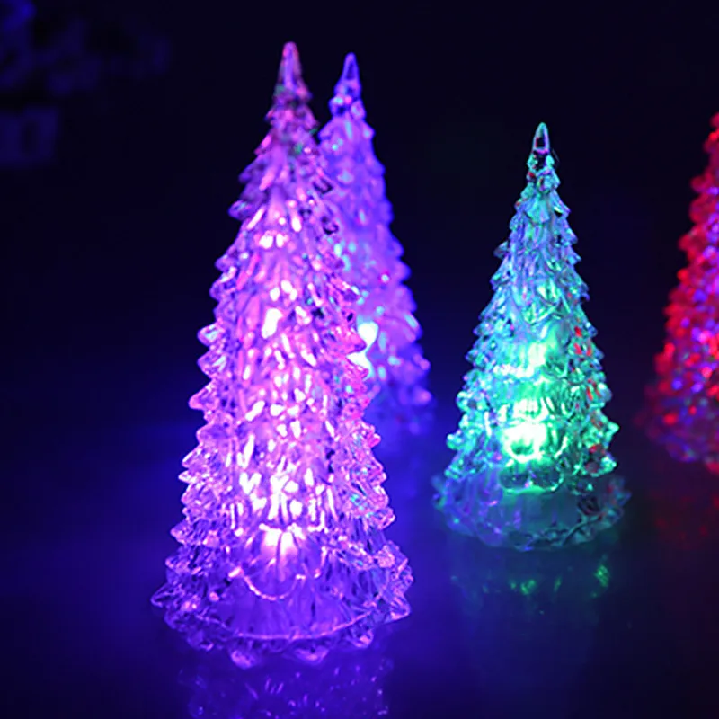 مصابيح LED Mini Christmas Tree LED Crystal أشجار عيد الميلاد الملونة الملونة الأضواء الليلية