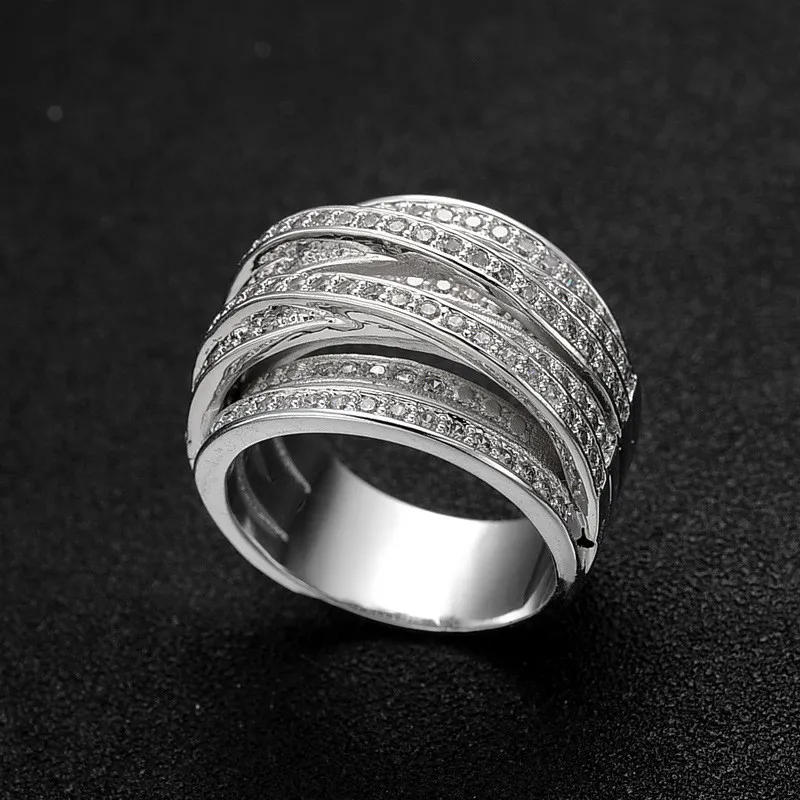 Vecalon Cross Pierścień Pierścień Pave Ustawienie 5A Cyrkon CZ Ślubne pierścionki dla kobiet 10KT Białe Złoto Zespół zaręczynowy Prezent 212c