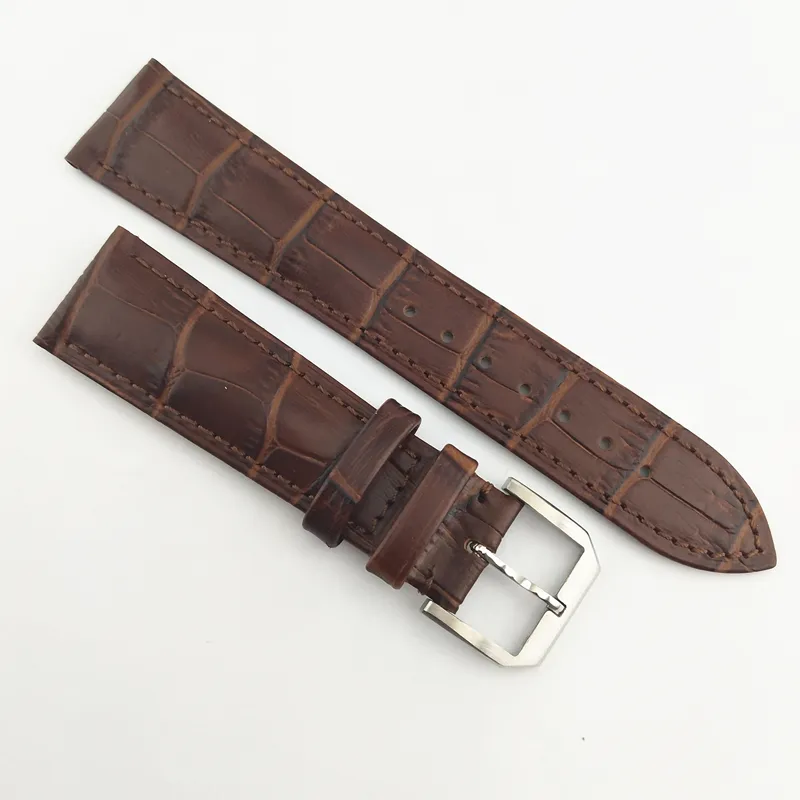 22mm noir marron bleu café couleur montre-bracelet en cuir véritable bracelets de montre bracelets bracelets de montre avec boucle en acier inoxydable P8232871