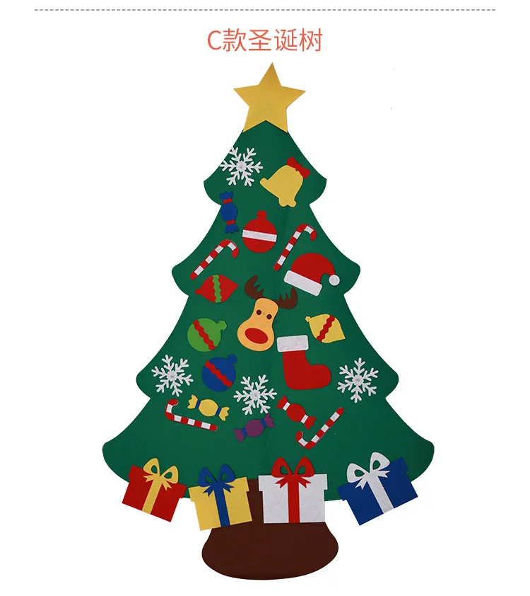 mode diy filt julgran med dekorationer dörrmur hängande barn pedagogiska gåva xmas tress ca 77x100cm