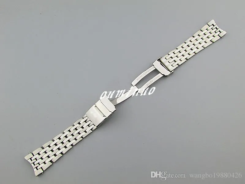 22mm New High quality SS Polishing brushed Curved End Watch Bands Bracelets For Breitling Watch260f