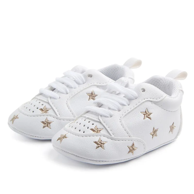 Baby Shoes Newborn Boys Girls Heart Star Pattern First Walkers Kids Toddlers Lace Up PU Sneakers 018 Months2592759