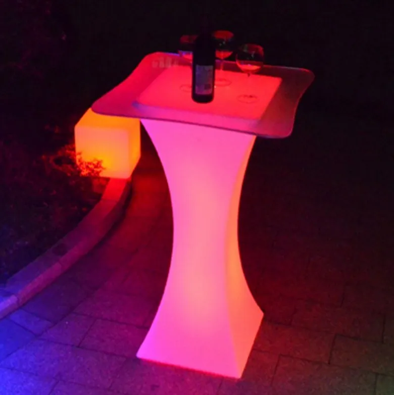 New Rechargeable LED Luminous cocktail table waterproof glowing led bar table lighted up coffee table bar kTV disco party supply2942