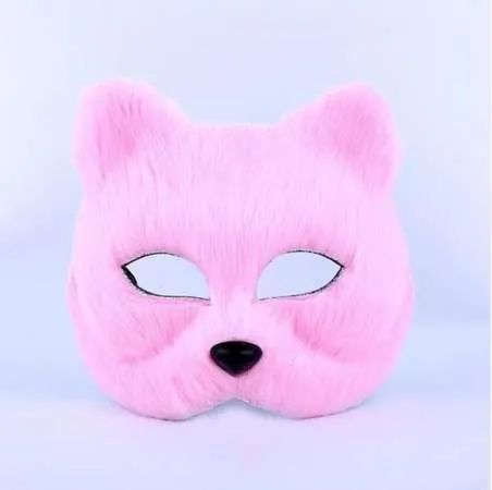 Máscara de plástico Villus Arctic Fox Cosplay Party Metade superior do rosto Máscaras de Halloween Cat Masquerade Party Masks245q