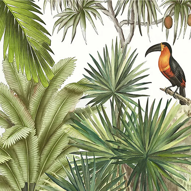 Papel tapiz mural de pared 3D personalizado Selva tropical Plantas verdes Pintura al óleo pintada a mano Sala de estar Sofá Fondo Papel de pared