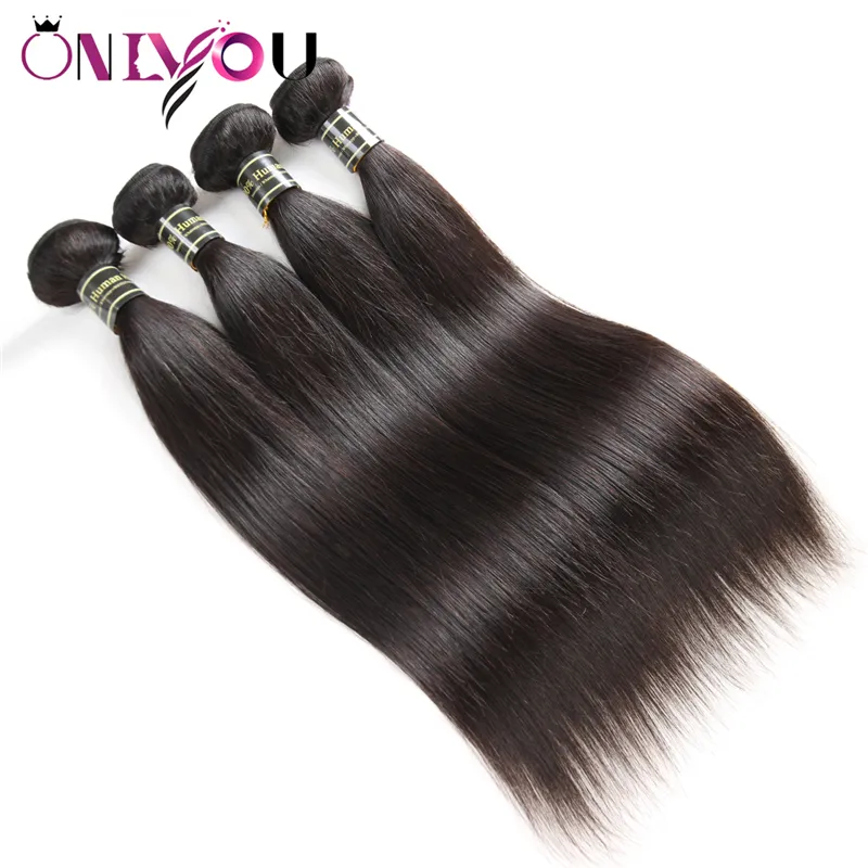 Onlyouhair Peruvian Remy Hair Bundles Straight Human Hair Weaves Cheap 8a Brazilian Virgin Hair Extensions Straight 4 Bundles Factory Deal