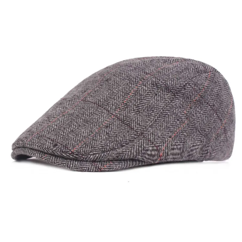 Automne hiver laine feutre hommes gavroche chapeau plat lierre Gatsby casquette chaud mâle bérets vieil homme chaud casquette à pointe décontracté avant Hats267g