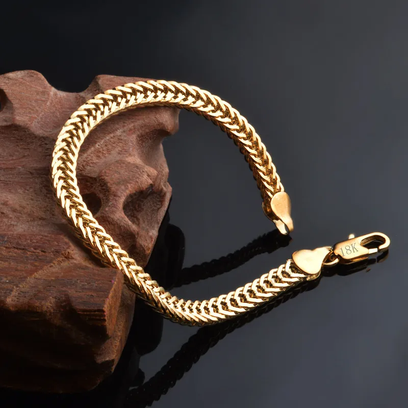 Lujo 6 MM 18 K chapado en oro serpiente cuerda cadenas collar brazalete pulseras para mujeres hombres joyería de moda conjunto accesorios regalo Hip Hop330G