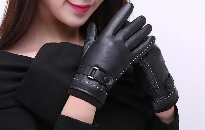 Mens Womens Designer PU Leather Gloves Winter Five Fingers Gloves Finger Protected Warm Keeping Faux Leather Gloves208s