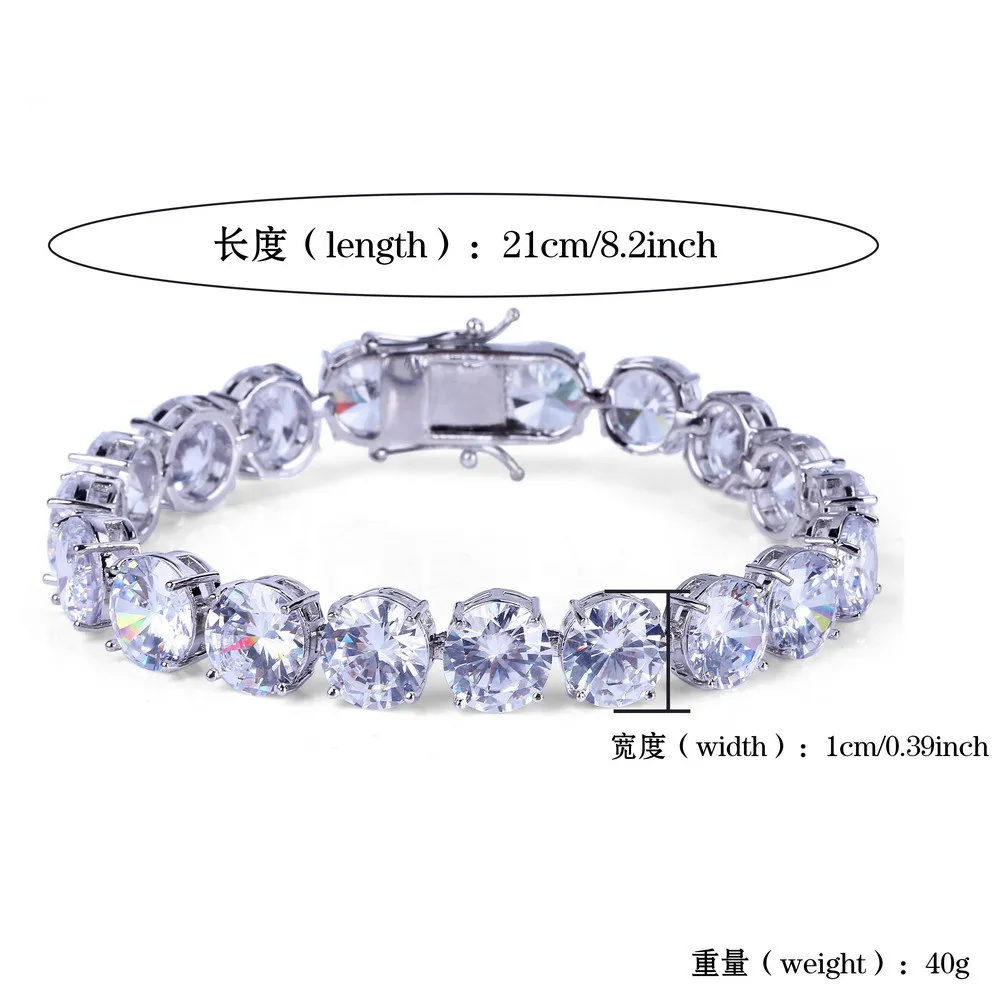 Hip Hop Jewelry Diamond Tennis Bracelet Iced Out Out Chains Mens Bracelets Luxury Designer Bangle Love Hiles Wedding 1 Row 10mm Width 2234o