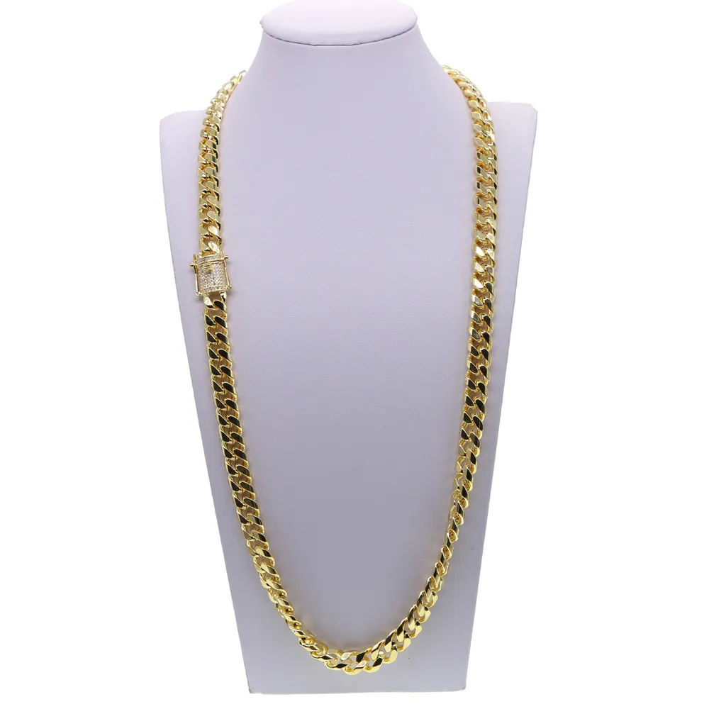 Hip hop cuban chain necklace 5A cz paved clasp for men jewelry with gold filled long chains  necklaces mens jewelry