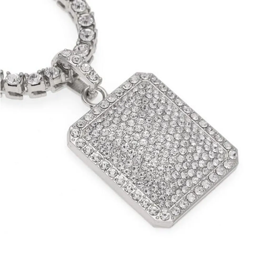 Hip Hop, etiqueta de perro de gran tamaño, collares con colgante de diamantes de imitación de cristal, joyería ostentosa, cadena de tenis de 24 pulgadas para hombres y mujeres 267N